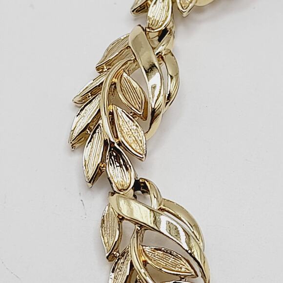 Vintage Gold Plated Leaf Link Choker Necklace 15” 1950s–1960s - Picture 8 of 13
